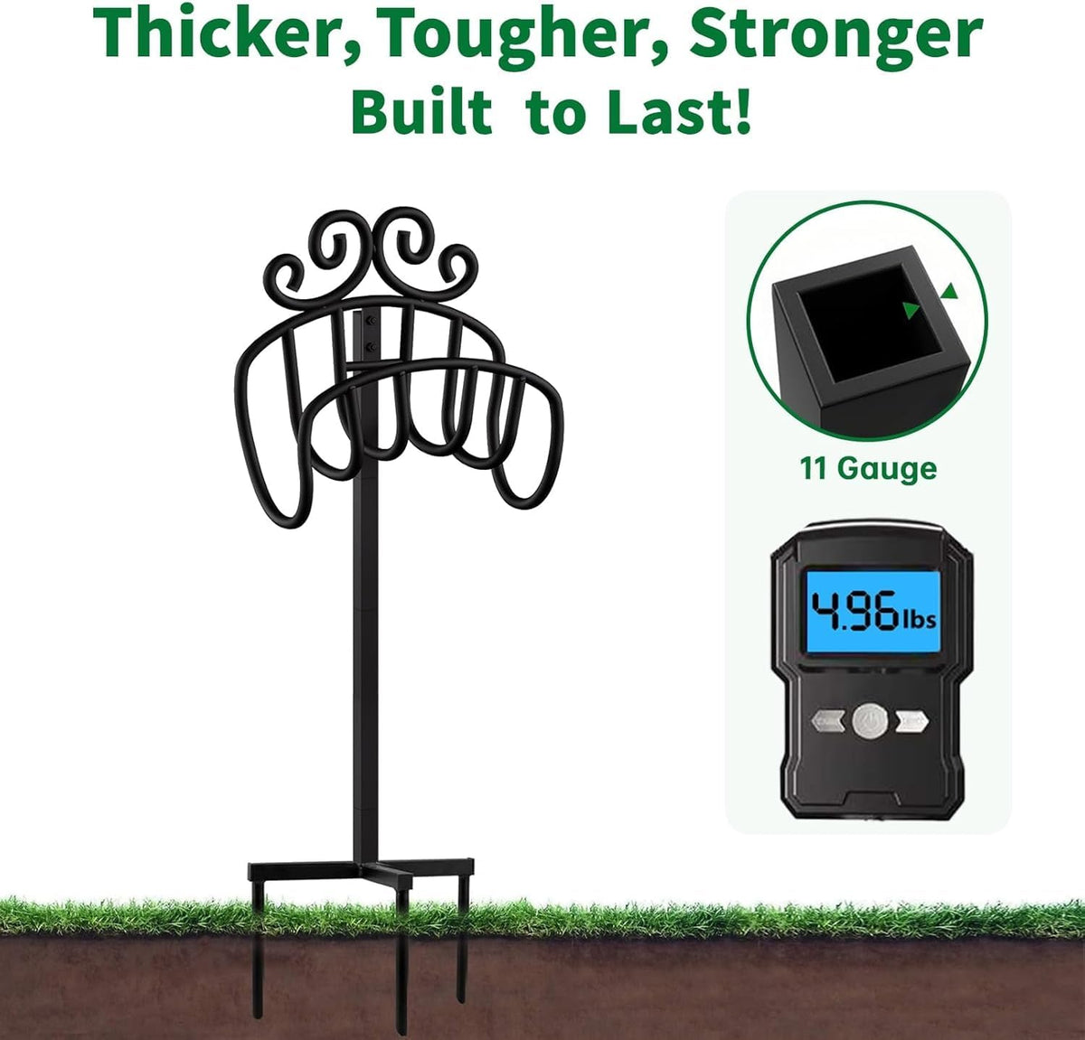 AMAGABELI GARDEN & HOME Hose Holder for Outside Freestanding 150 Feet Christmas Gift Heavy Duty Metal Detachable