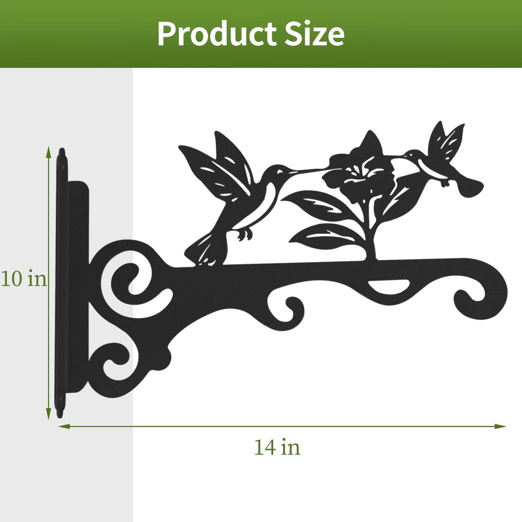 Elegant Bird Pattern Wall Hooks - 10/12/14 Inch Metal Plant Hangers for Indoor & Outdoor - Rust-Resistant Bracket for