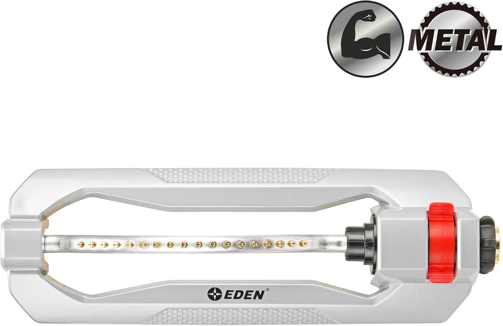 Eden 96218 Heavy Duty Turbo Oscillating Sprinkler, Covers Up to 3,700 sq. ft., 18 Brass Nozzles, Weighted Aluminum
