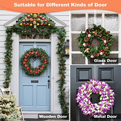 15" Clear Over The Door Wreath Hanger 2 Pack, Non-Scratch Door Hooks
