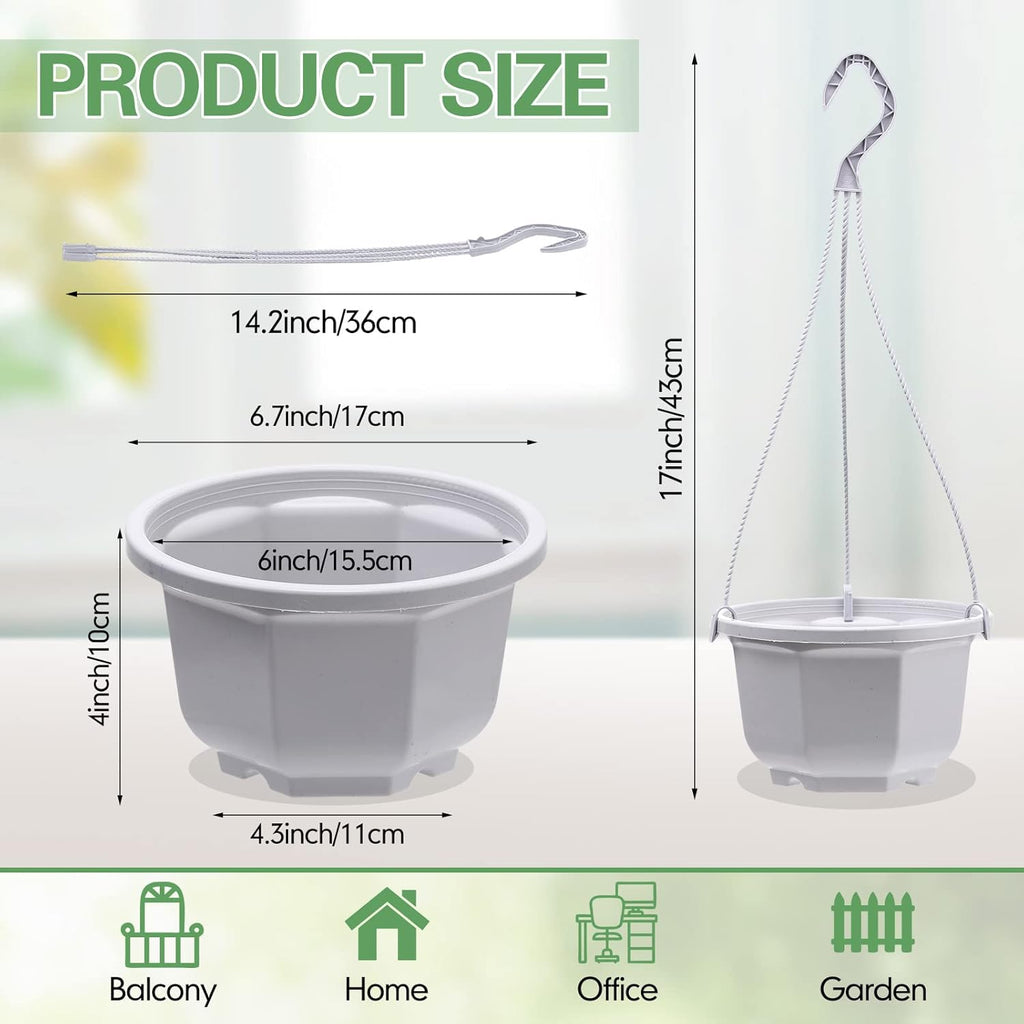 Roshtia 24 Pcs Hanging Plastic Planter Pot with Hook Flower Pots Baskets Hanging Nursery Planter Holder for Outdoor