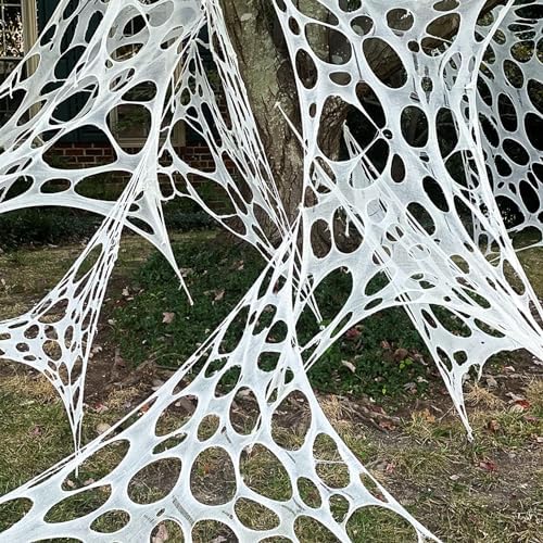 JOYSELLER 2PACK Flexible Spider Web Halloween Decorations Outdoor