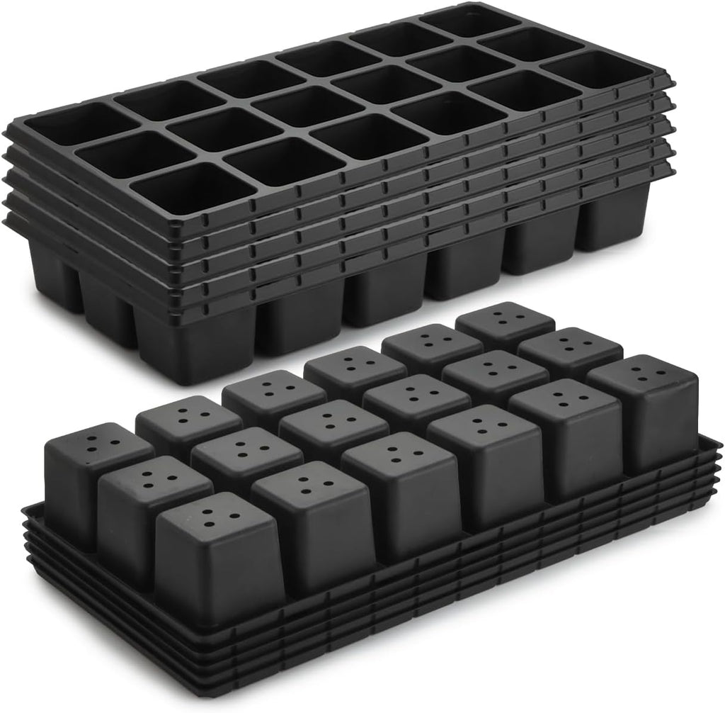 RooTrimmer 10 Pack 18 Cell Seed Starter Trays - 2.9 "Deep 3 Inch Big Cell Plastic Nursery Trays, 20" x 10", for 1020