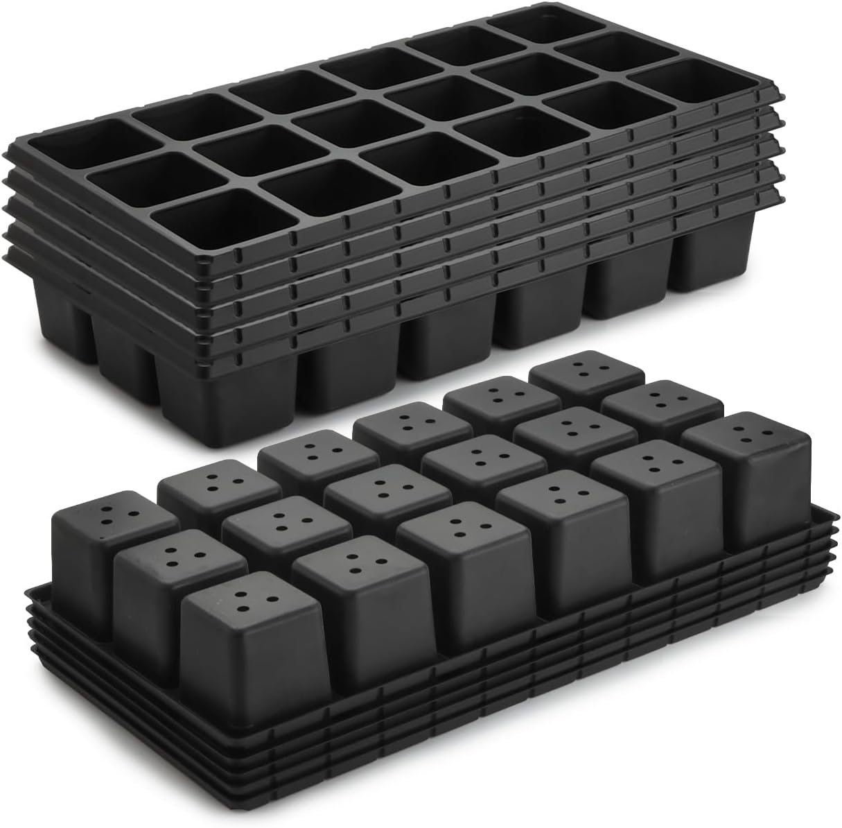 RooTrimmer 10 Pack 18 Cell Seed Starter Trays - 2.9 "Deep 3 Inch Big Cell Plastic Nursery Trays, 20" x 10", for 1020