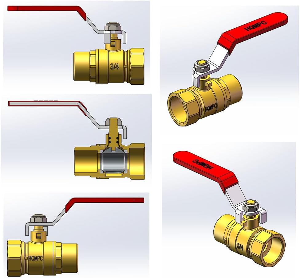 Garden Brass Shut Off Valve Ball Valves 3/4" GHT Hose Shut Off valve Hose Valves Big Fllow 2Pcs Long Handle