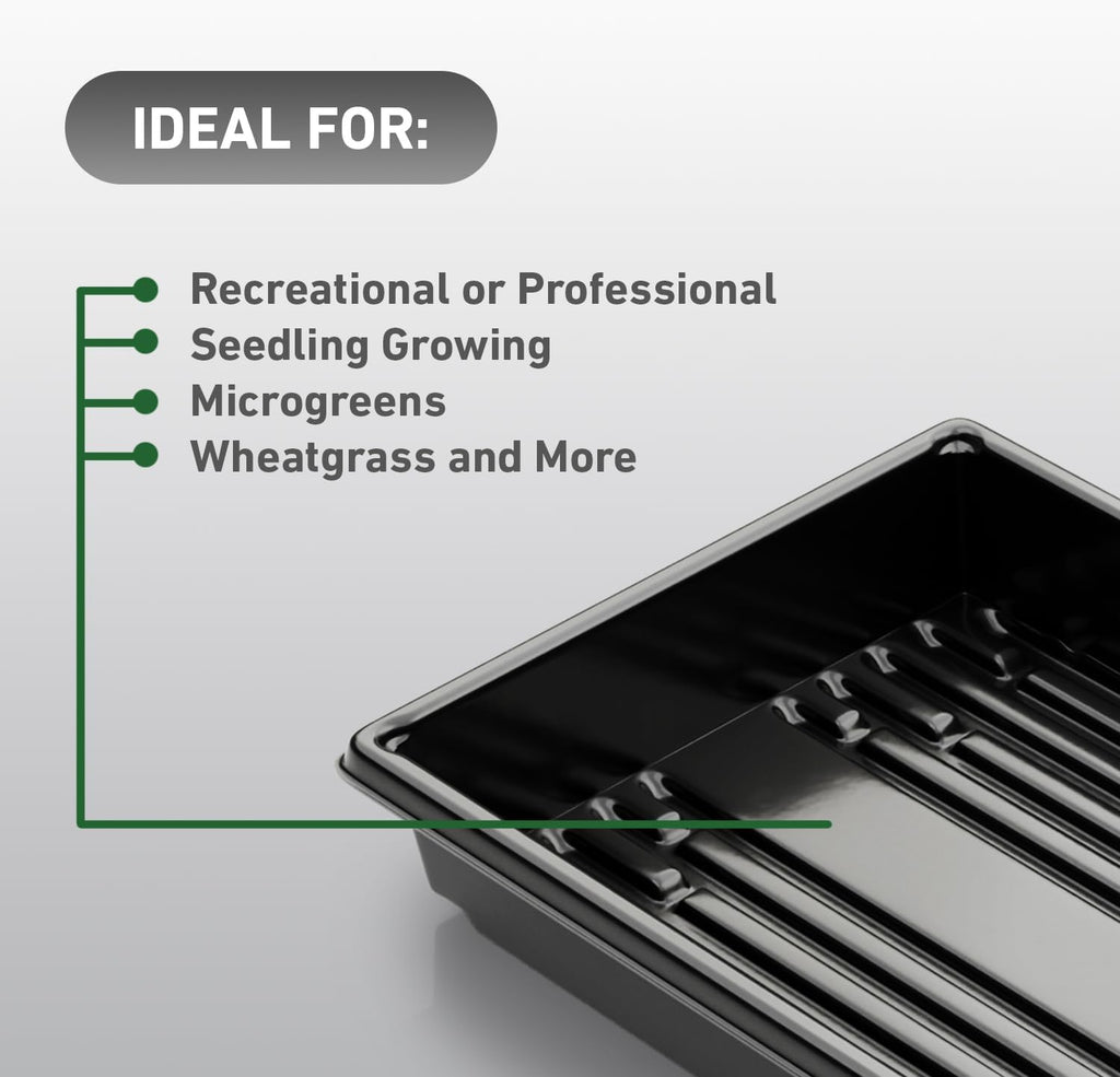 10x20 Inch Black Plastic 10 Pack Plant Propagation Tray No Holes | Growing Trays For Garden, Planting, Seedling, Soil &