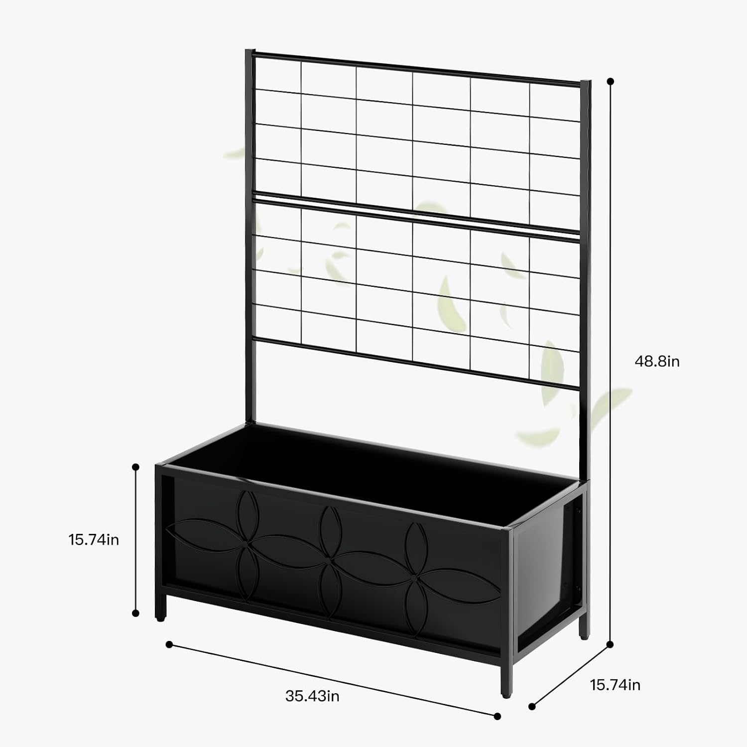 Zhongma Sturdy Raised Garden Bed with Trellis (15.75 x 35.43 x 48.8 in) for Vegetables Flower, Planter Box for Backyard