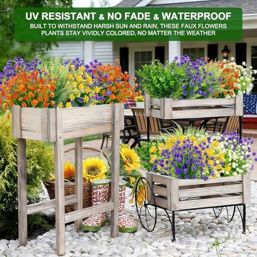 20 Bundles Artificial Flowers for Outdoors, Summer Spring Grass Camellia