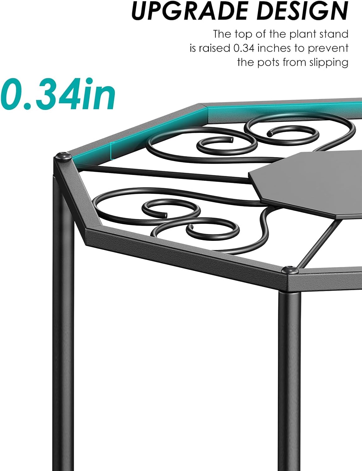 5-Pack Metal Plant Stands for Outdoor Indoor, Anti-Rust Iron Flower Pot Stand, Heavy Duty Plant Pot Shelf for Multiple