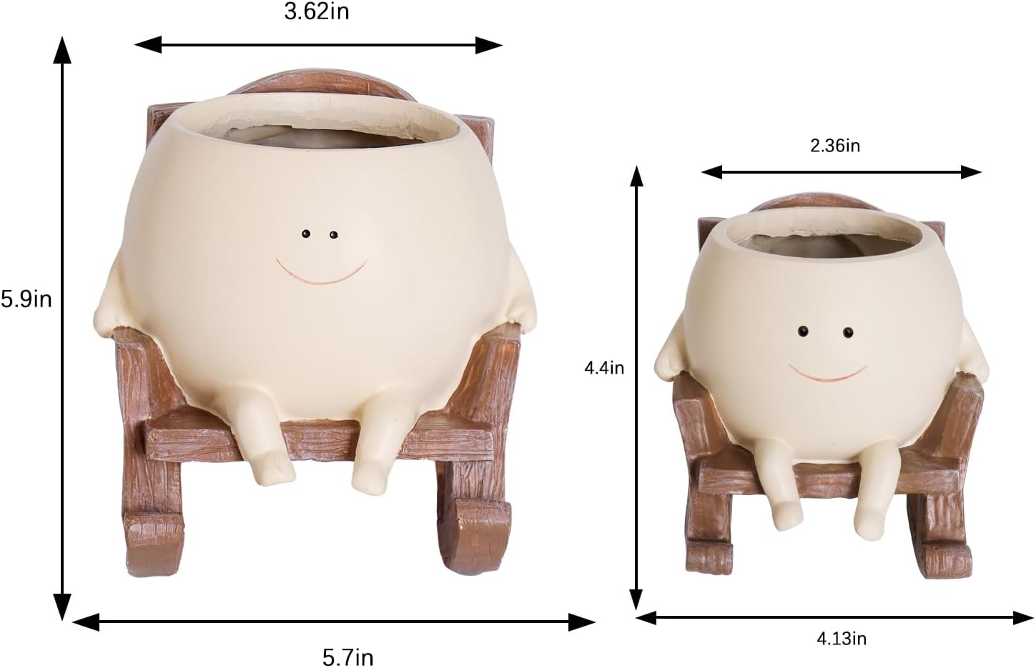 NINIPAPA Cute Plant Pots Smiley Face Planter Funny Flower Pot, Rocking Chair Large Face Pot for Indoor Plants, Unique