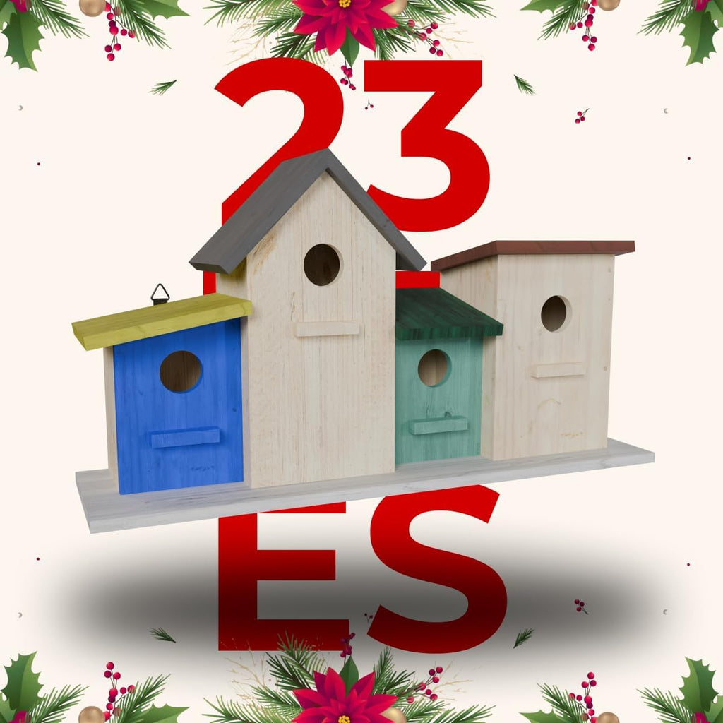 23 Bees 4 Hole Bird House for Outside/Indoors/Hanging, Kits for Children & Adults, Decorative Birdhouse &Home