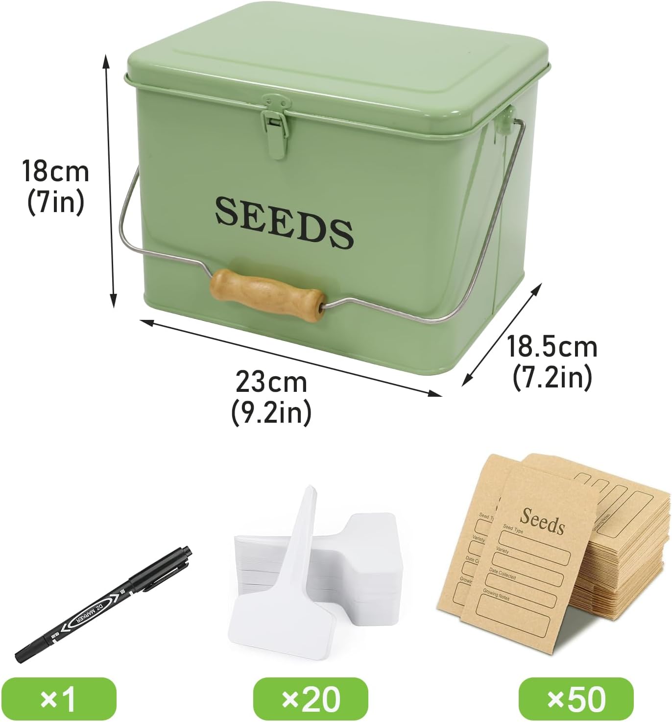 Seed Storage, Metal Seed Box with Safety Lock & Handle, 3 Dividers Seed Organizer Seed Container Storage, Professional