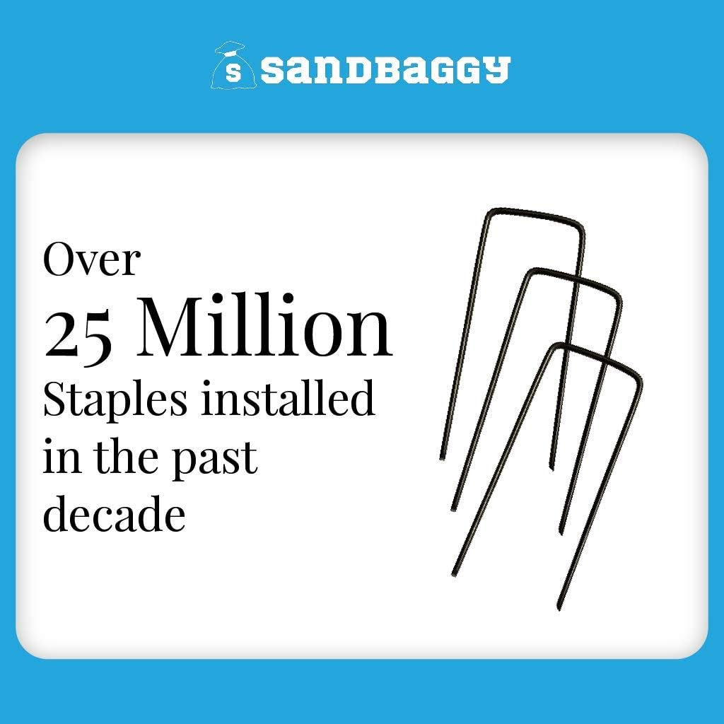 Sandbaggy 8 Inch Long x 2 Inch Wide Extra Wide Landscape Staples~ Fabric Pins Garden Ground Cover Stakes (100 Staples)