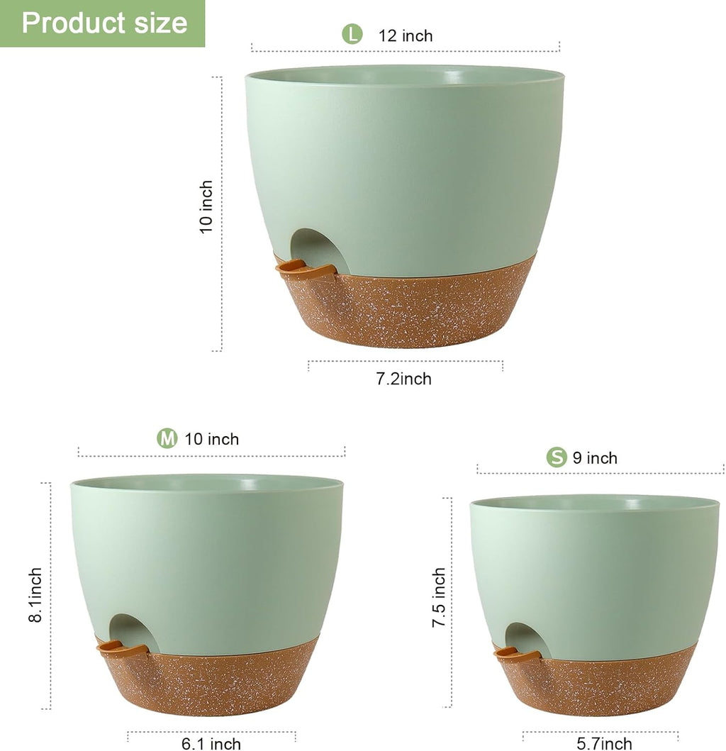 WSMKSZ Big Self Watering Pots 12/10/9 inch, Planter, Plant Pots with Mesh Drainage Holes for Indoor Outdoor Garden