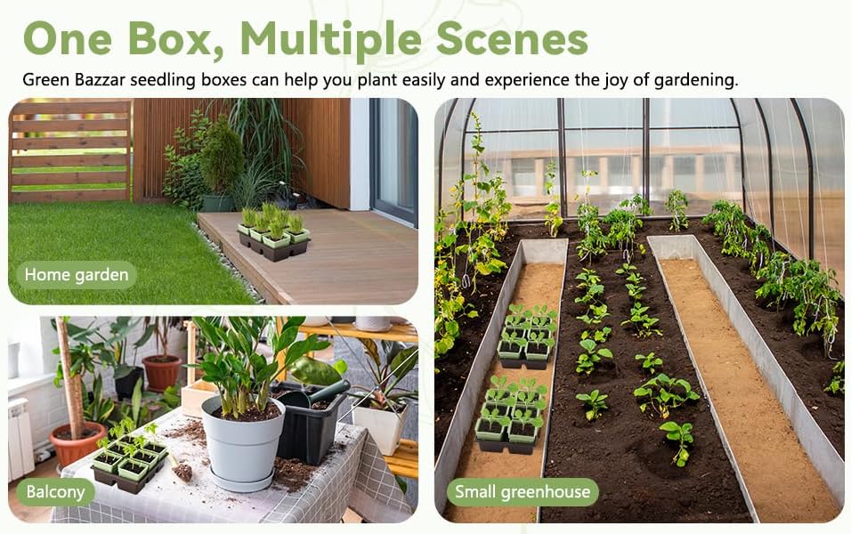 Side-Open Seed Starter Tray 4-Pack, 24 Cells Modular Design with Detachable Plant Cells, Extra-Large 2.36"x2.28" Cells