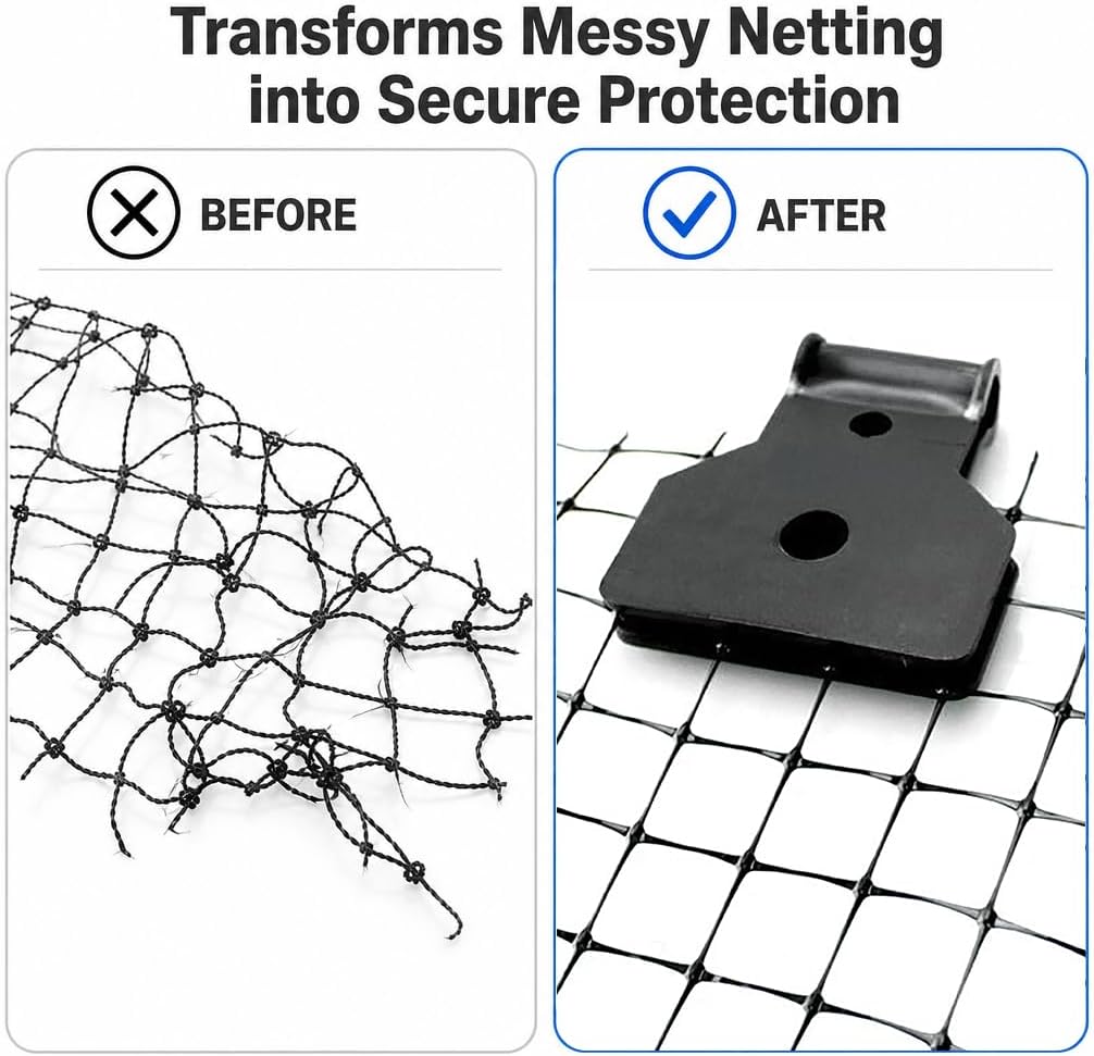 Bird-X Deterrent Netting Hardware, Plastic Clips, 250 Pieces (MTG-CASE), Black