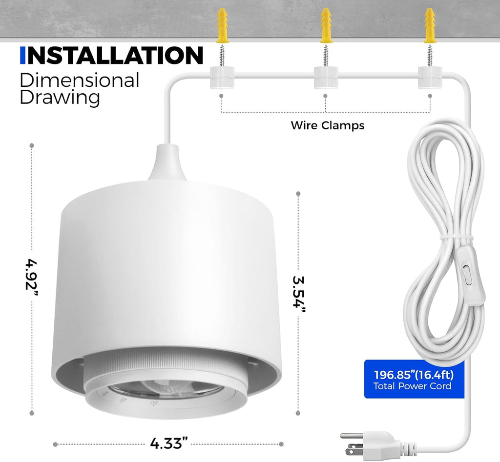 Barrina TR40 Hanging Plant Lights for Indoor Plant, 40W 5000K Full Spectrum | Adjustable Beam Angle (15°-60°), High