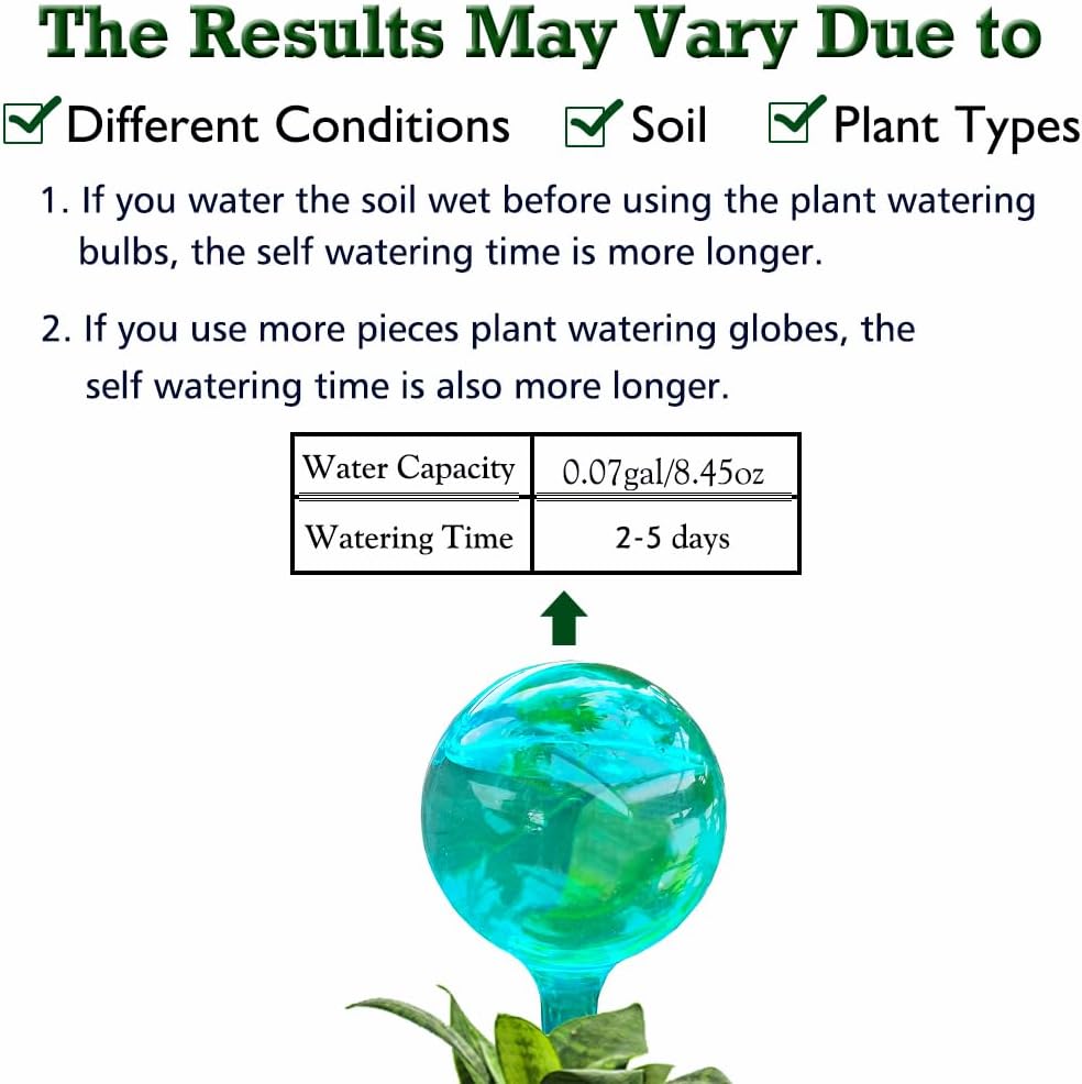 Plant Self Watering Globes, Large 12pcs Flower Automatic Watering Bulbs, Plastic Plant Flower Self Watering Devices
