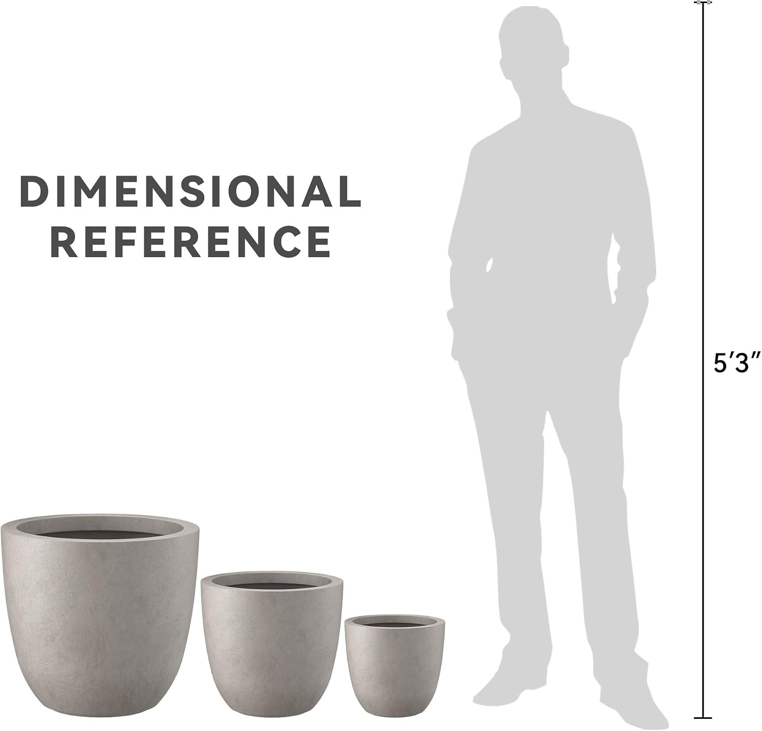 Kante Set of 3 Weathered Concrete Bowl Round Planters for Modern Home | Handcrafted, Premium, Durable, All-Weather