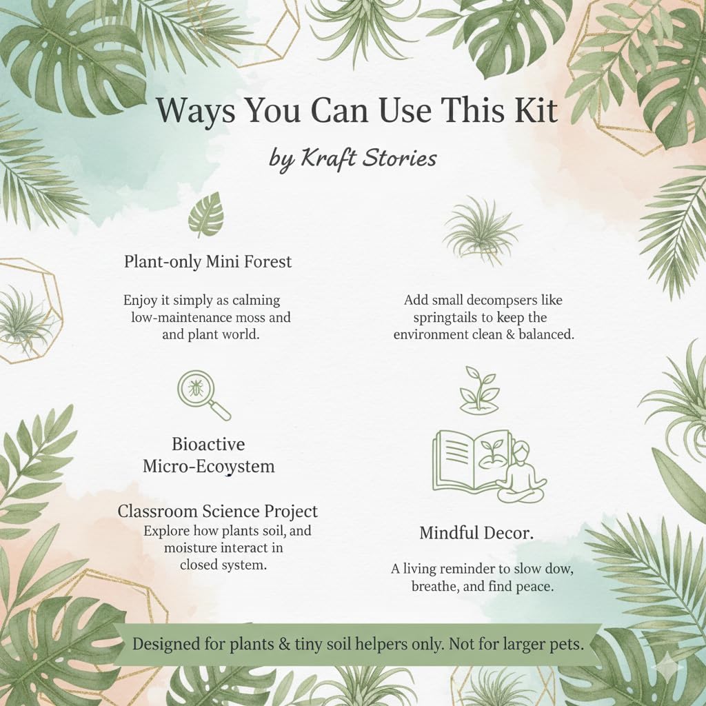 DIY Terrarium Kit with 13 Items Soil Pebbles Sphagnum Moss Activated Carbon Burlap Peat Moss Terrarium Tools Indoor