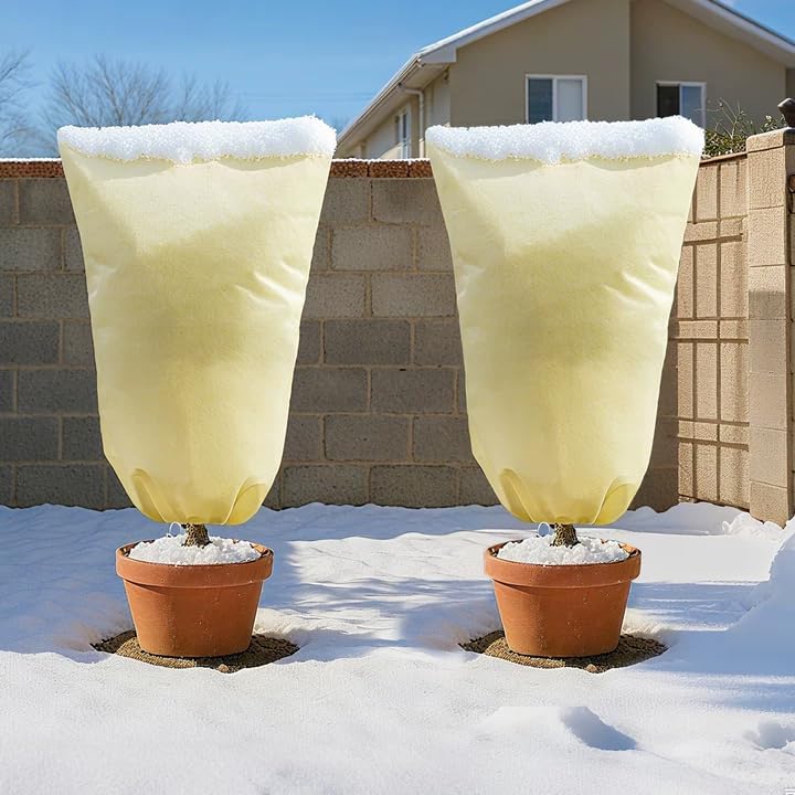 MIXC Plant Covers Freeze Protection, 23.6''×23.6'' Winter Cold Weather Frost Blankets Shrub Jacket with Drawstring