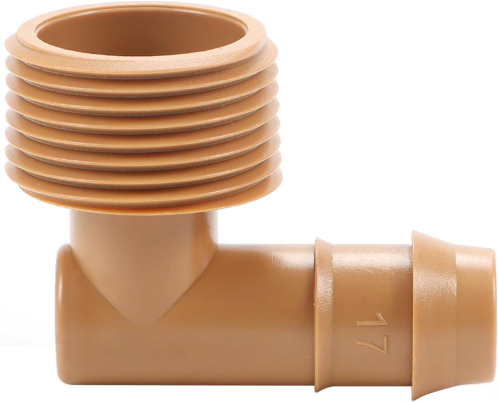 RedChili 1/2 Inch Drip Irrigation Fitting To 3/4 Inch Male Hose Threaded Adapter, 10 Pack PVC To Drip Irrigation Elbow Adapter With 3/4" Male Pipe Thread(MPT) x 1/2" Barbed Connectors