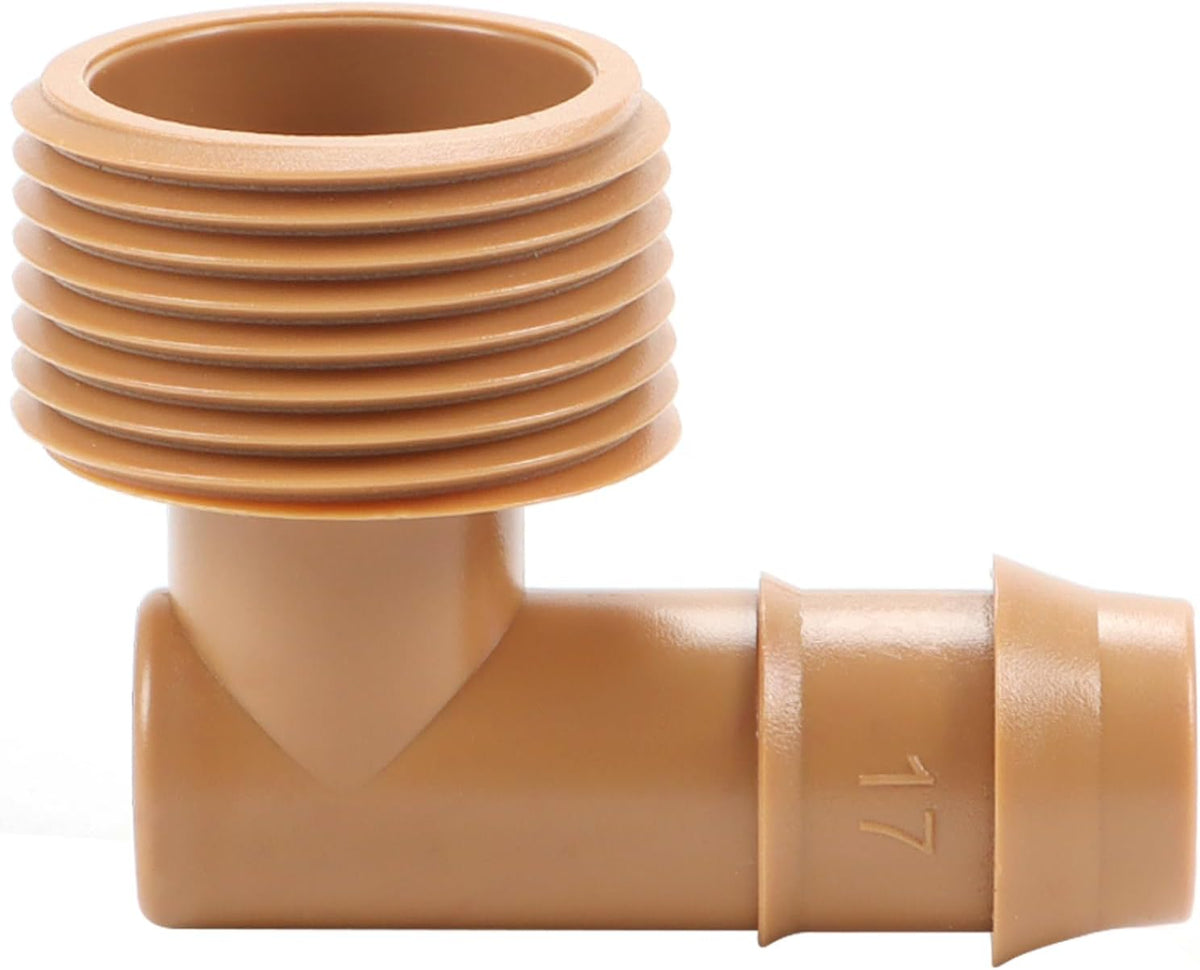 RedChili 1/2 Inch Drip Irrigation Fitting To 3/4 Inch Male Hose Threaded Adapter, 10 Pack PVC To Drip Irrigation Elbow Adapter With 3/4" Male Pipe Thread(MPT) x 1/2" Barbed Connectors