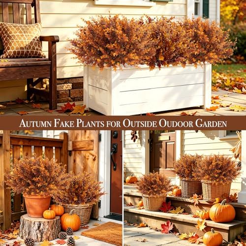 20 Bundles Artificial Fall Flowers for Outdoors Fall Decorations for Home