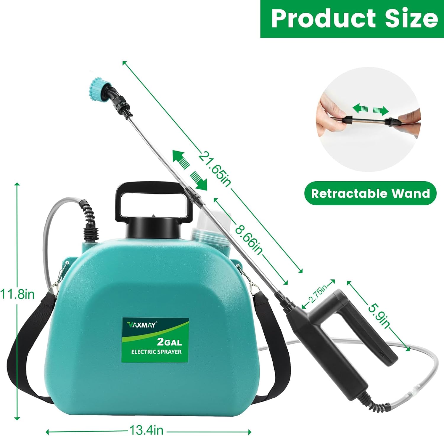 Battery Powered Sprayer 2 Gallon, 2026 Upgrade Electric Sprayer with 3 Adjustable Speed, Battery Indicator, 4 Mist
