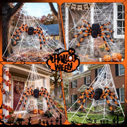 Halloween Decorations Outdoor Spider Webs:1Pcs Giant Spiders-Outdoor Use