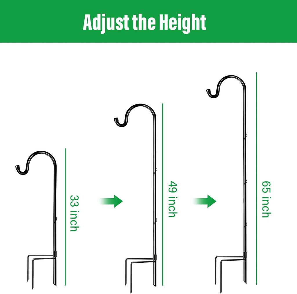 GOFORWILD 65 Inch 8 Pack Shepherd Hook for Garden Decor | Made of Premium Metal for Plant Hanger, Lantern Hook, Solar