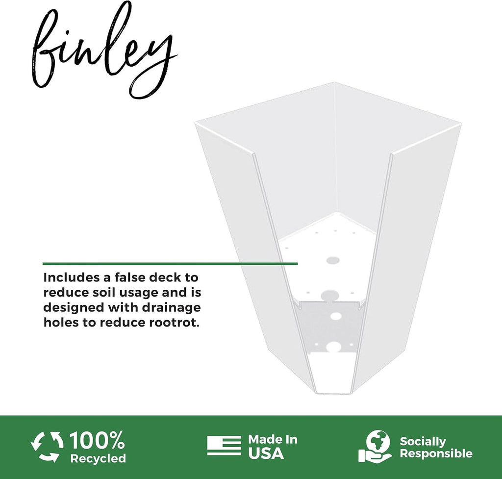 Bloem Finley 20" Tall Recycled Plastic Tapered Planter, White, Set of 2 | Sharp, stylish tapered appearance with a