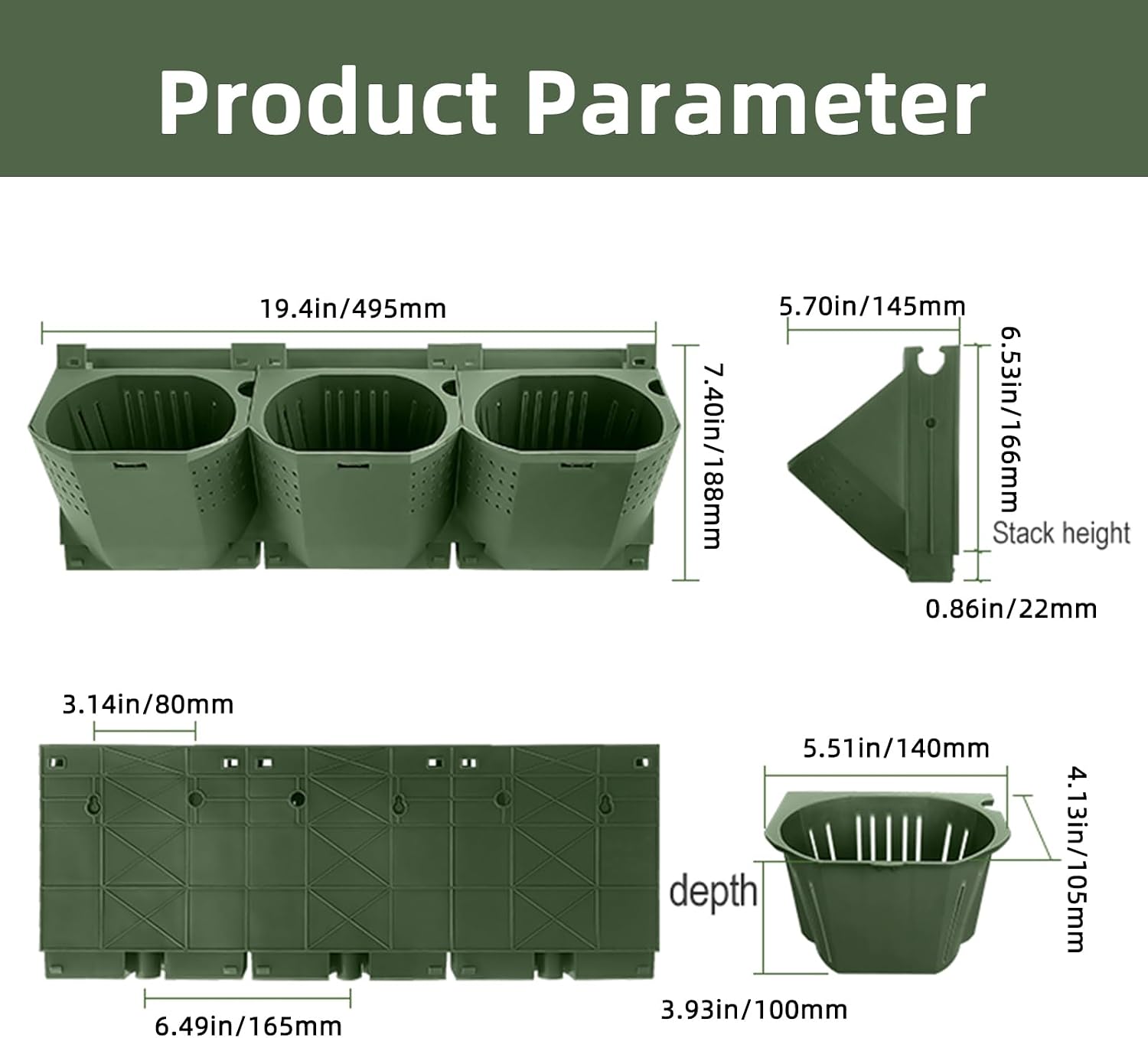 36 Pockets Self Watering Wall Mounted Vertical Planter, Wall Planter Indoor Vertical Living Green Plant Wall Easy