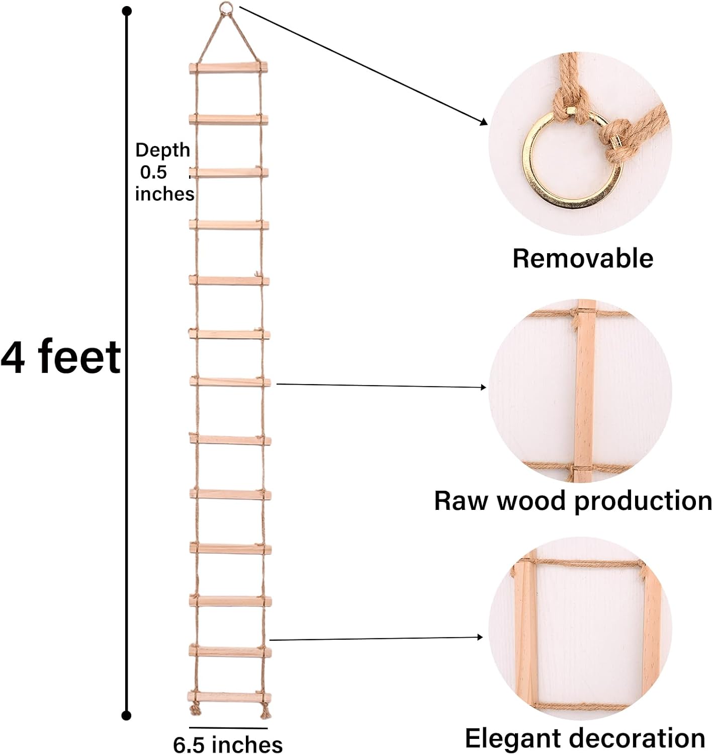 2pcs Plant Ladder Indoor Climb Plants Hanging Wooden Trellis Vine Support | Chain Trellis for Potted Plants Easy