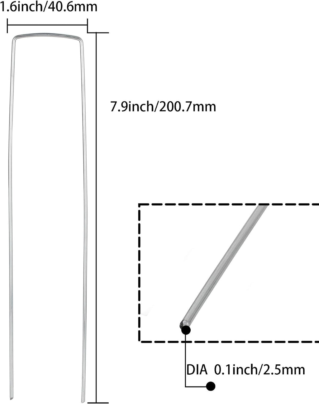 LANIAKEA Garden Stakes 8 Inch Metal Garden Staples 200 Pack Galvanized Landscape Pins Heavy Duty Landscape Stakes for