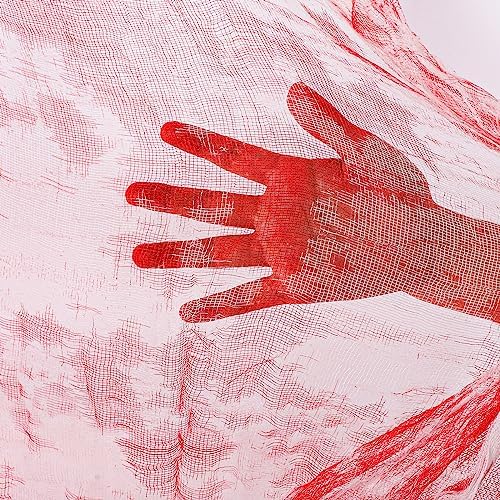 Whaline Halloween Red Bloody Creepy Cloth 197 x 87 Inch Spooky Gauze Clothes Halloween Scary Decoration for Haunted Houses Party Supplies Indoor Outdoor