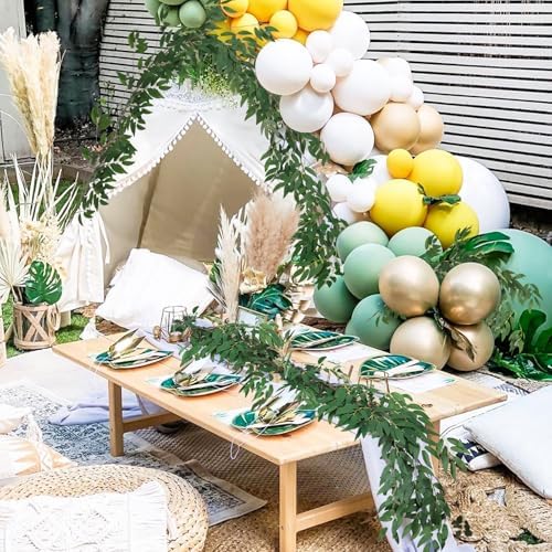 RECUTMS 4Pcs Artificial Silk Willow Leaves Vine Twigs 5.9Ft Green Garland