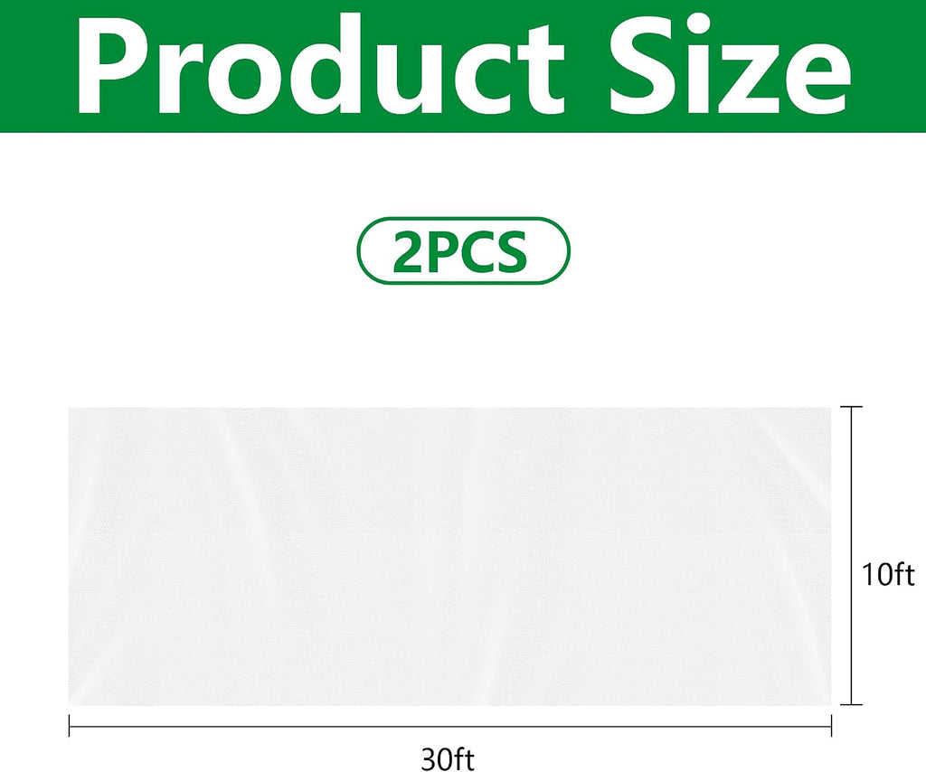 DECOHS 2 Pcs Plant Sun Protection Cloth, 30 x 10 Ft Garden Plant Shade Cloth, Non-Woven White Light Refraction Sunshade