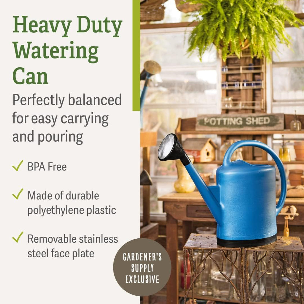 Gardener's Supply Company French Blue Watering Can, 3 Gallon, Blue | Indoor Outdoor, Water Container for Plants and