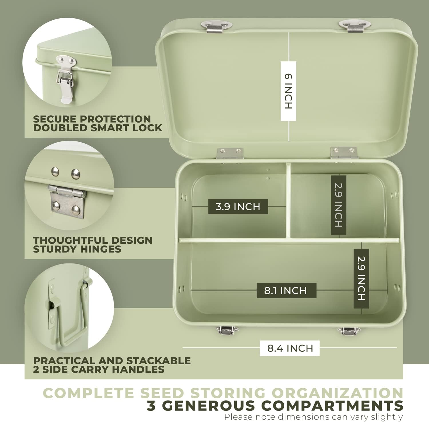 Wildgoose Seed Storage Box - Metal Seed Packet Organizer with Labels | Seed keeper, holder and container for vegetable