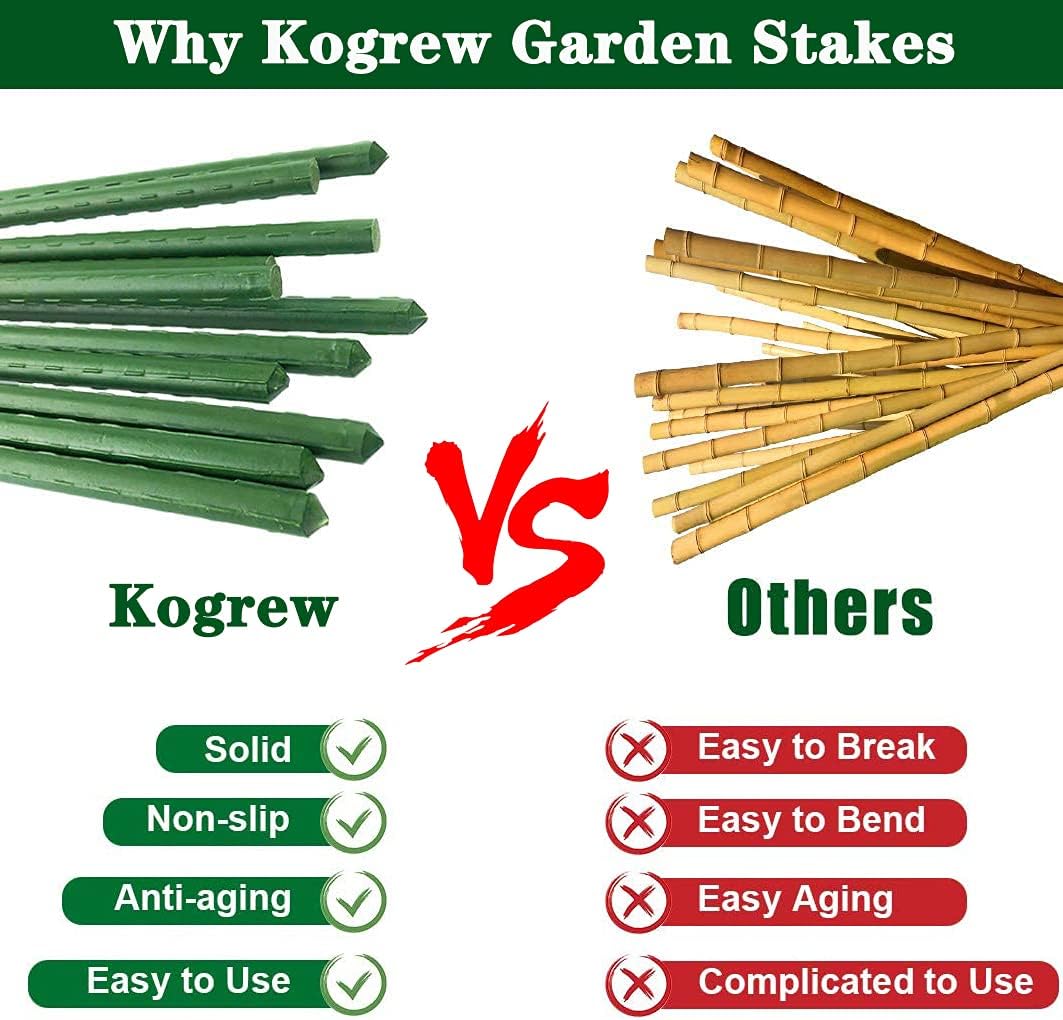 4Feet 48inch Garden Stakes Sturdy Plant Sticks Support Tomato Stakes for Vegetable,Pack of 20