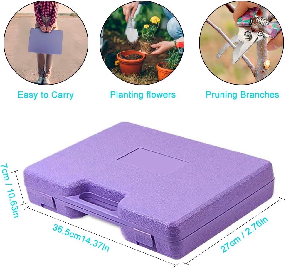 Jhua Garden Tool Set, 10 Pieces Gardening Tools Kit with Purple Flower Print, Ergonomic Handle Trowel Rake Weeder