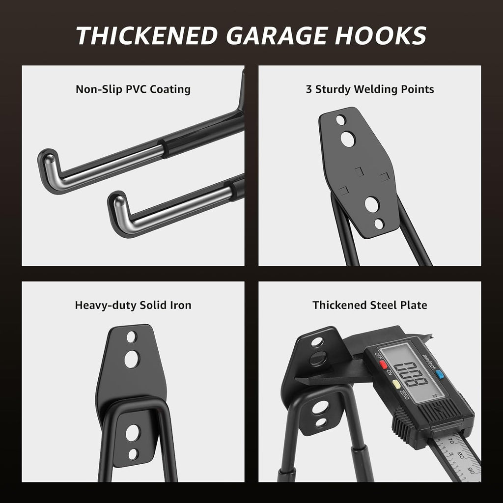 Heavy Duty Garage Hooks for Storage & Hanging Items, 20-Pack | for Hanging Bikes, Hoses, Ladders, Ropes, Garden Tools;