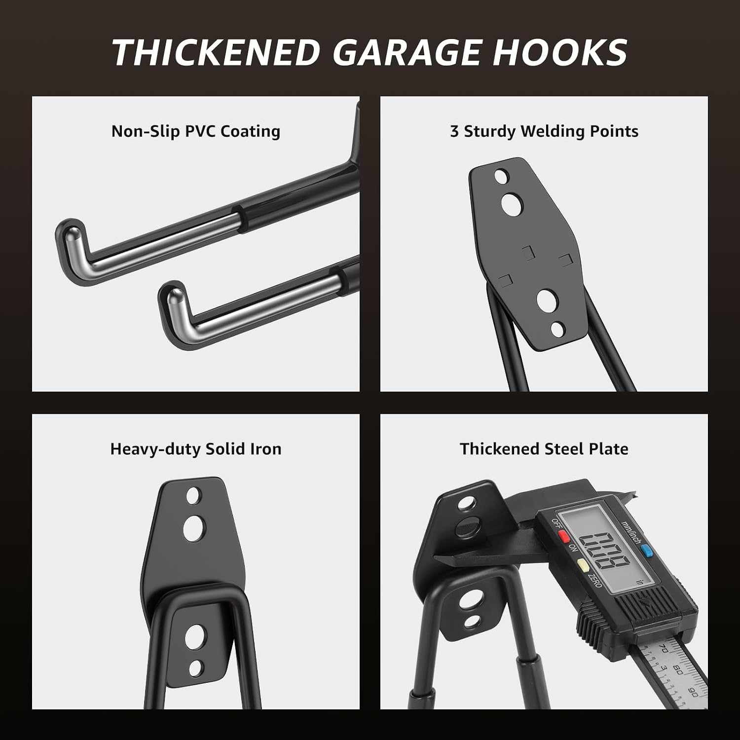 Heavy Duty Garage Hooks for Storage & Hanging Items, 20-Pack | for Hanging Bikes, Hoses, Ladders, Ropes, Garden Tools;