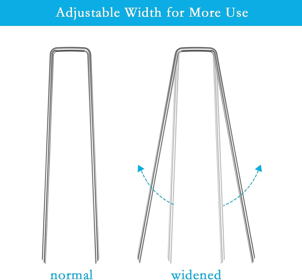 RAOOKIF 8 Inch Galvanized Garden Landscape Staples, 20/50/100/200Pcs Garden Metal Stakes, 11 Gauge Heavy Duty Ground