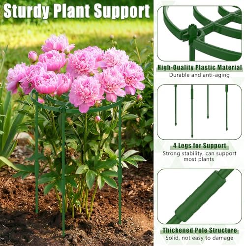MJZ 8 Pack Peony Cages and Supports, 11.8" D x 25" H Plastic Plant Supports