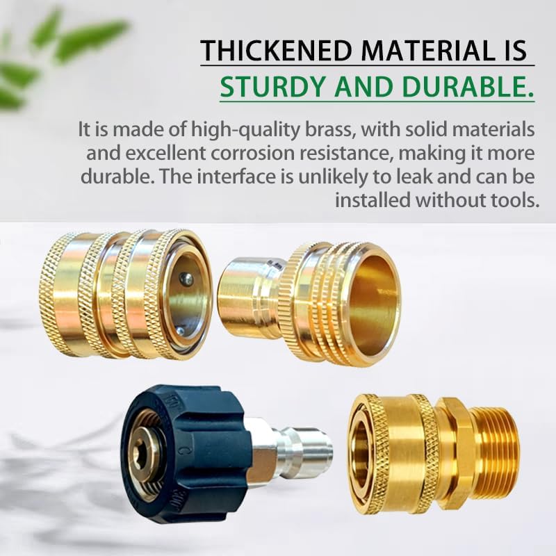 Pressure Washer Adapter Set, Quick Disconnect Kit | M22 14 mm Quick Connect Swivel to 3/8'' Quick Connect Fittings