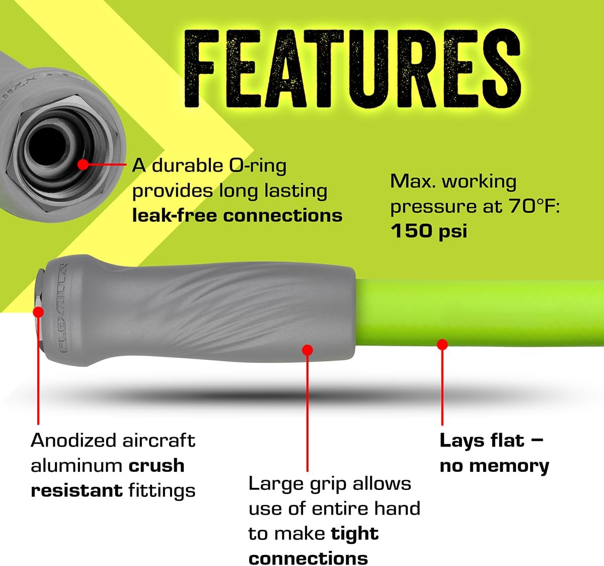 Flexzilla Garden Hose with SwivelGrip, 5/8 in. x 50 ft., Lightweight All-Weather Water Hose, Durable and Flexible