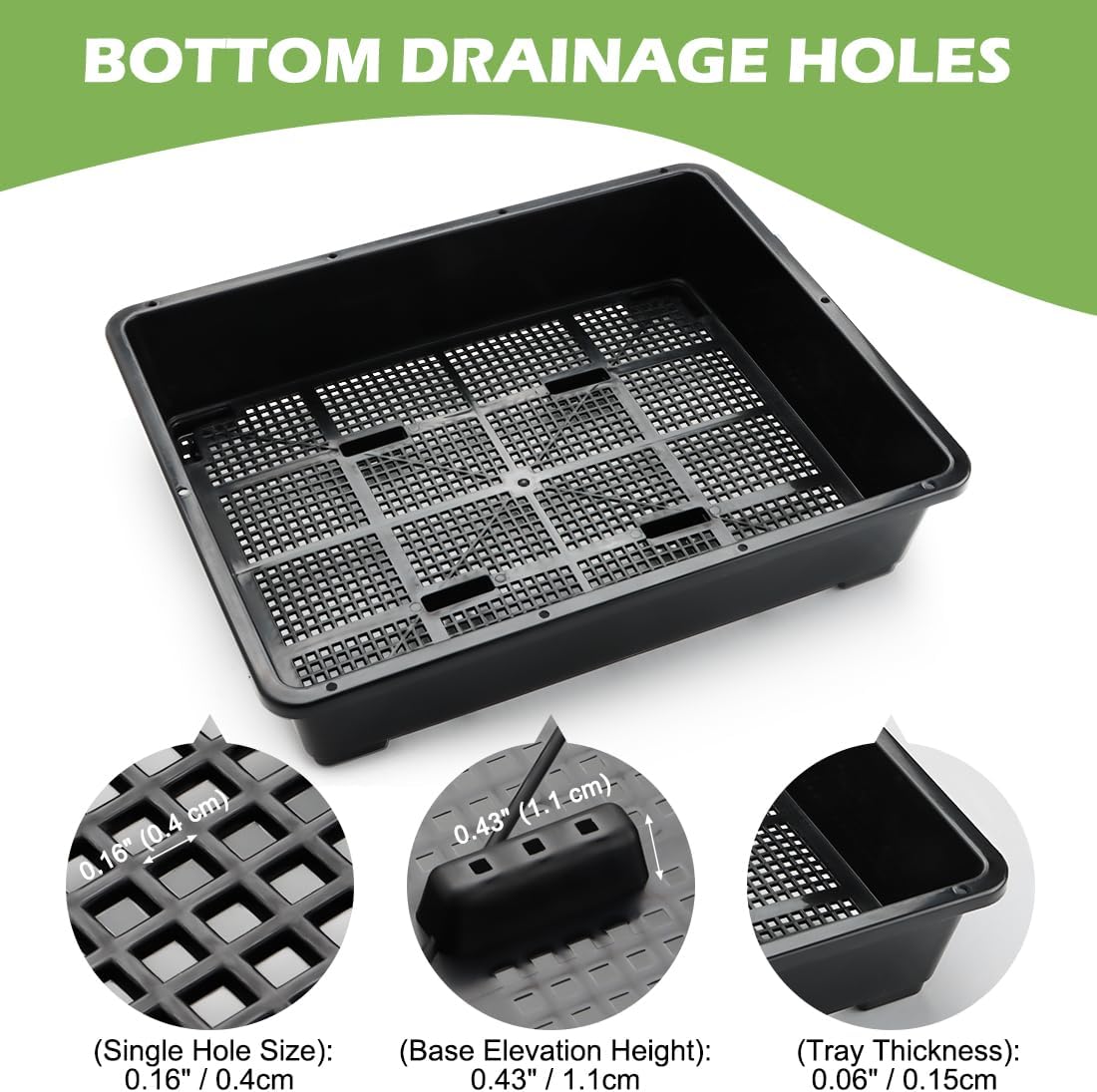 RooTrimmer 5 Pack Soil Blocking Trays(14"x12"x3"), Plastic Flat Plant Tray for Holding or Collecting Drainage Water