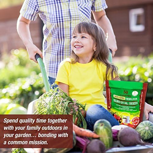 Heirloom Vegetable Seeds Non GMO Survival Seed Kit - Part of Our Legacy and Heritage - 50 Varieties 100% Naturally